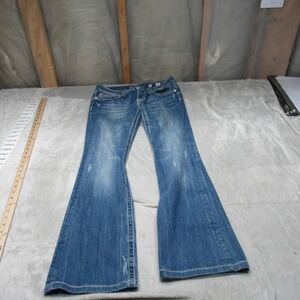 Miss Me Jeans Women 31x32 Blue Denim Medium Wash Bootcut Rhinestone Embellished
